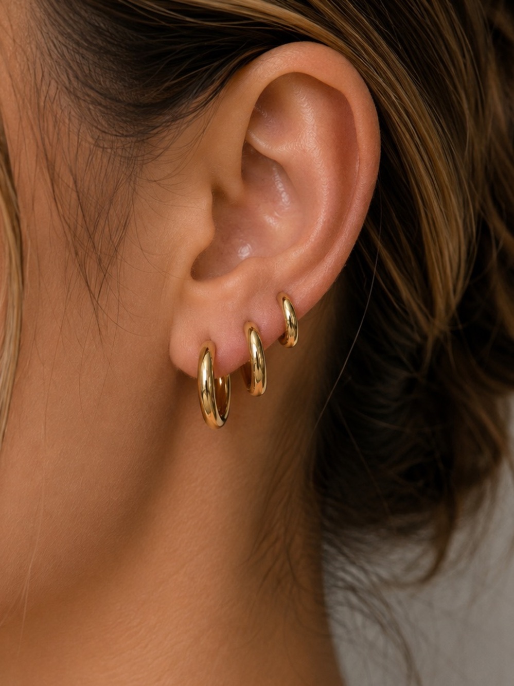 #156-158 316L Stainless Steel 18K Gold Plated Hoop Earrrings